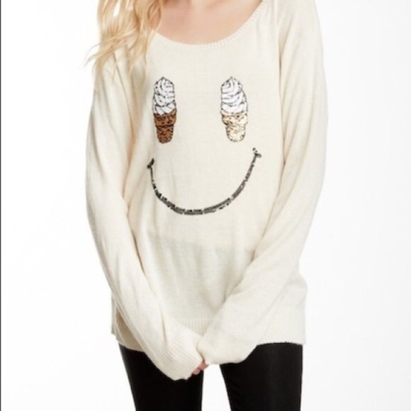 wildfox ice cream smiley face angora sweater - Picture 2 of 4